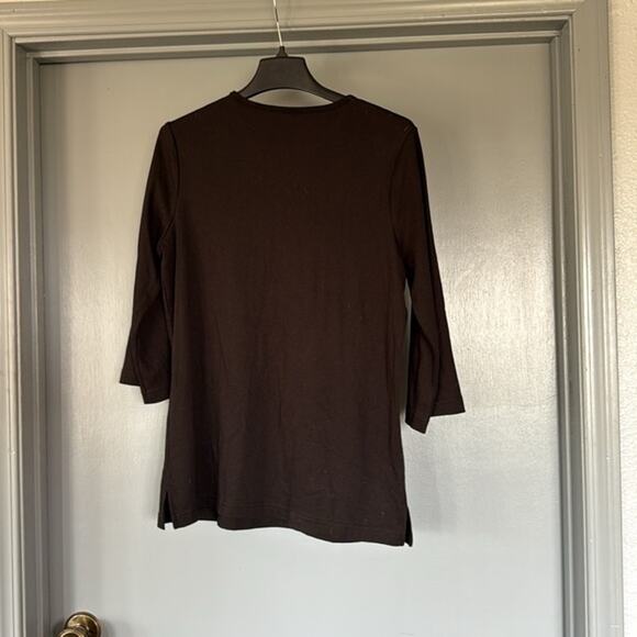 Quacker Factory Women's sz M  Beaded Pullover Top 3/4 Sleeves - Picture 2 of 5